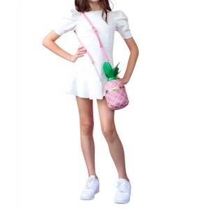 NEW MISS BEHAVE GIRLS girls abigail puff sleeve dress in white